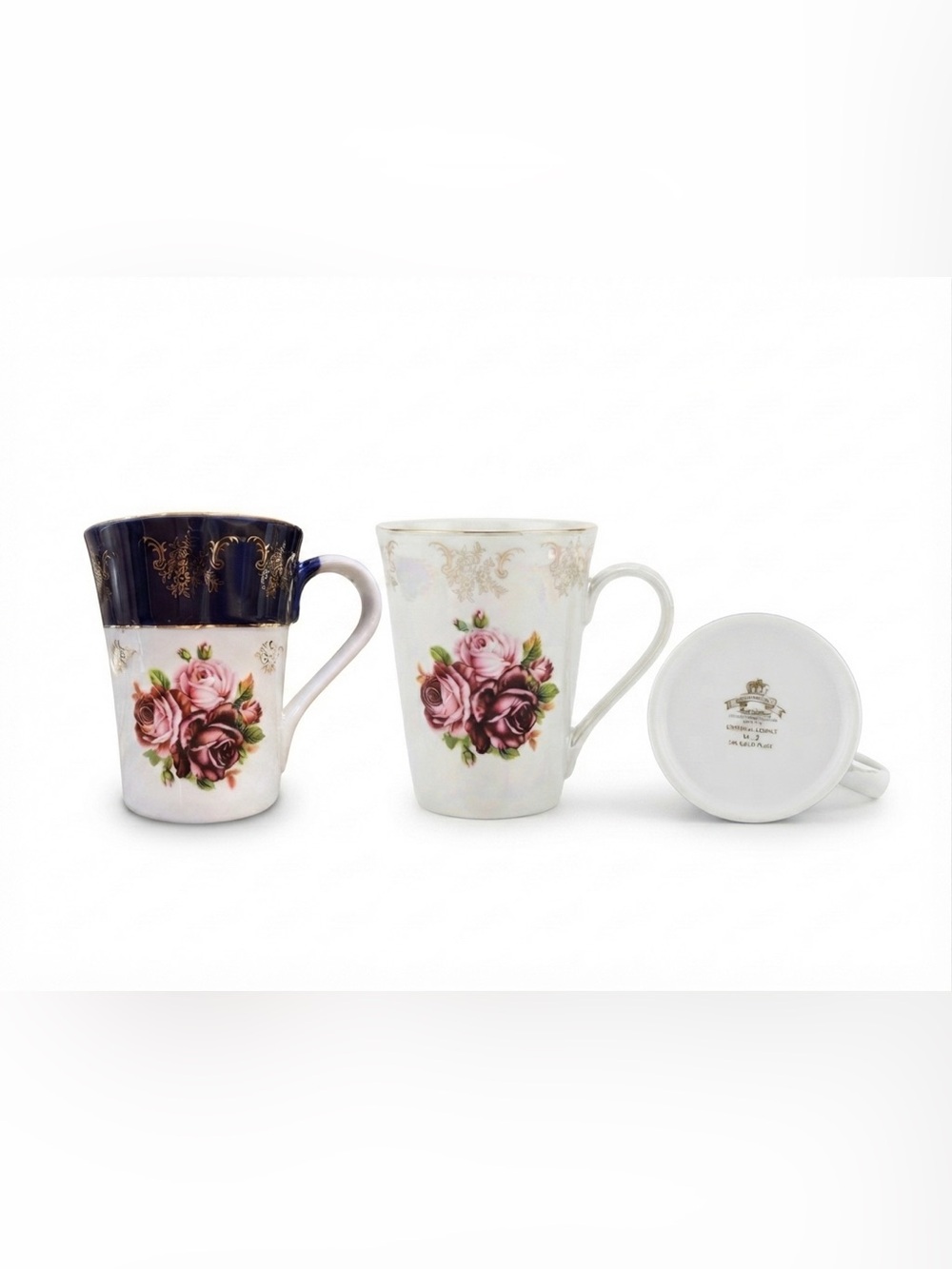 Vintage Exquisite Florence Porcelain Coffee Mug Set – 24K Gold Trim